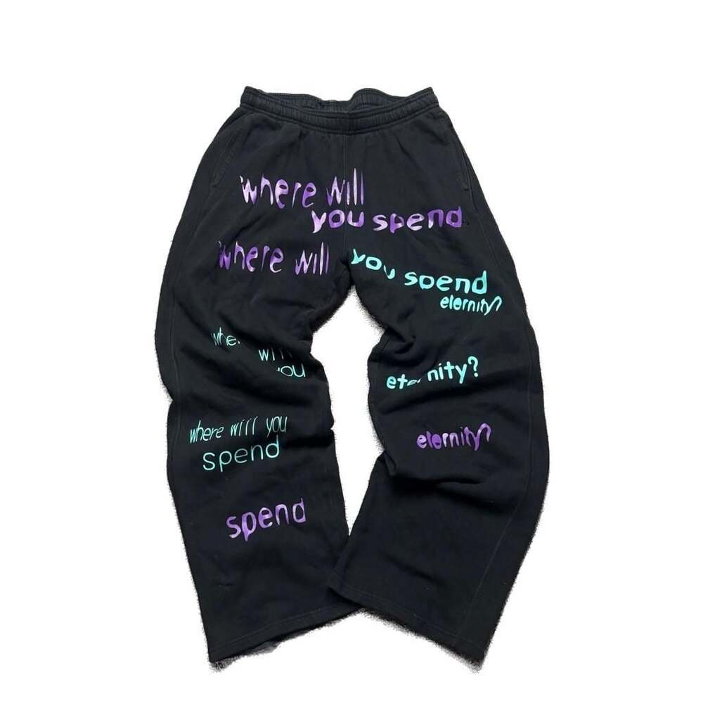 Champion Graphic Sweatpants Size M Where Will You Spend Eternity